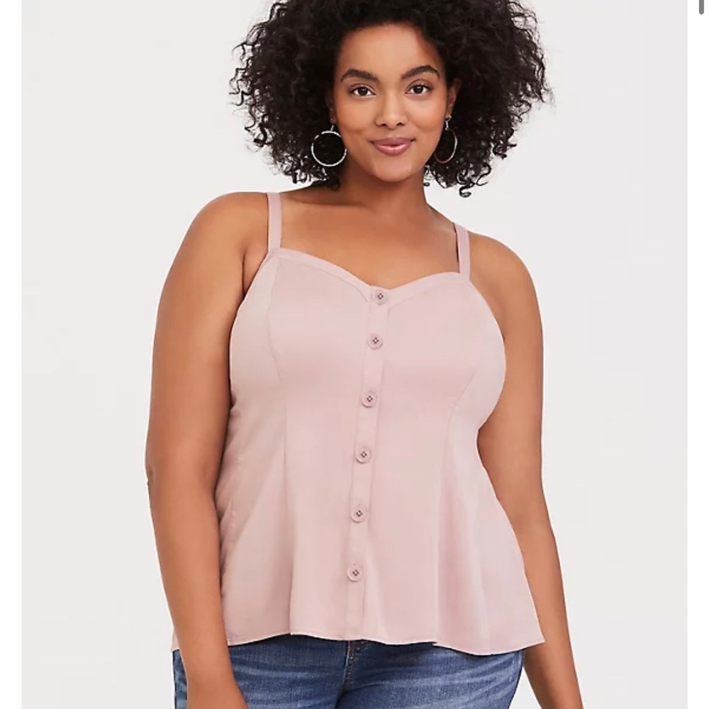 DUSTY PINK CROP STRETCH CHALLIS FIT & FLARE CAMI